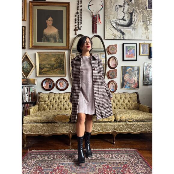 Vintage Houndstooth Wool Button Up Jacket Ladies Size Large/10 by Anne Klein - Picture 10 of 15